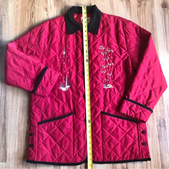 Vintage DESERT HEAT Quilted Jacket Christmas Embroidery Red Medium Women’s - Picture 6 of 16